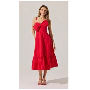 ASTR THE LABEL Asymmetrical Bow Midi Dress Size Small